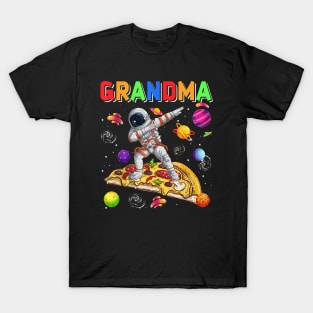 Grandma Dabbing Astronaut Riding Pizza Cute Planets Space T-Shirt